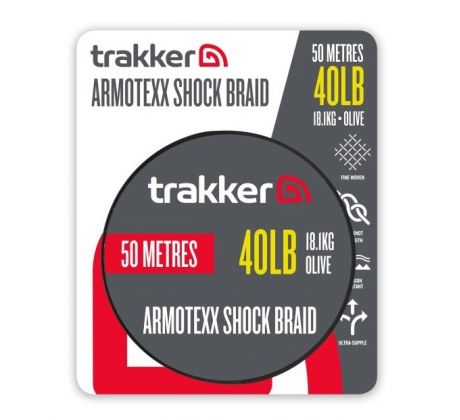 Trakker Šoková šňůra Armotexx Shock Braid 40lb, 18,1kg, 50m