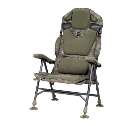 Trakker Křeslo komfortní s područkami - Levelite Camo Longback Recliner